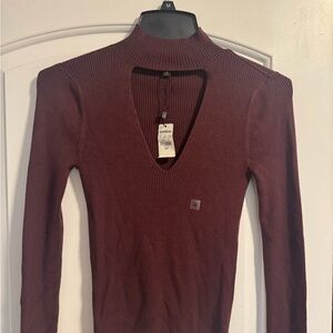 Express Women's Deep Red Cowl Neck Sweater